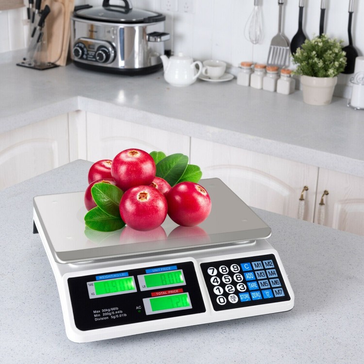 66 lb Electronic Price Computing Scale with LCD Display — Fast, Accurate Pricing
