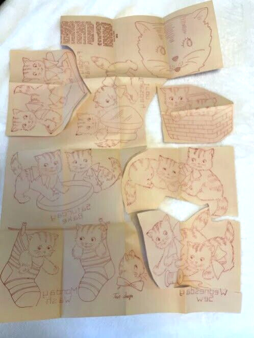 VTG Aunt Martha's Mischievous Kittens Transfer Pattern 9180