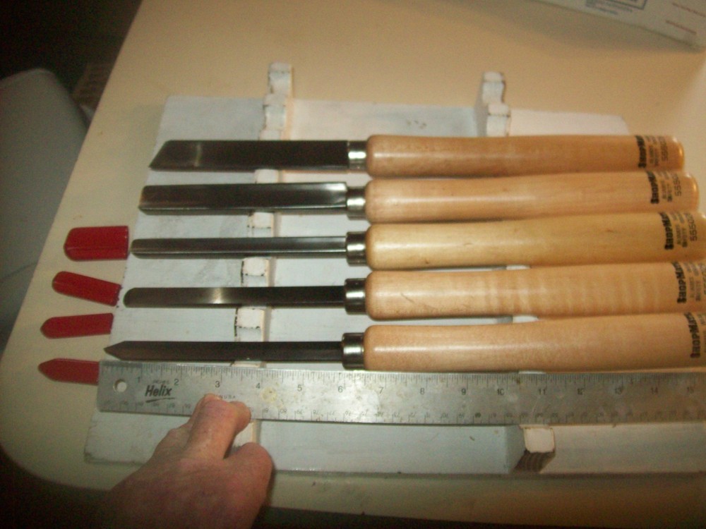 5 Lightly Used Shopmate 16" Wood Turning Chisels 2 Gouges 1 Skew 1 Round 1 Part