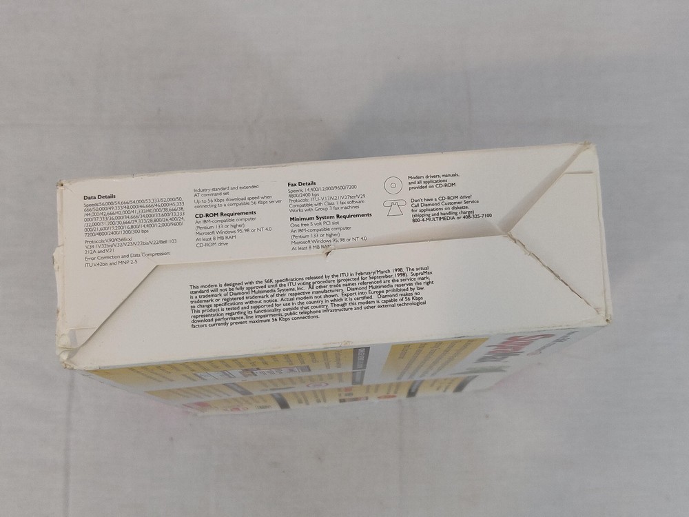 Diamond SupraMax Windows Internal Modem w/ Box & Manual