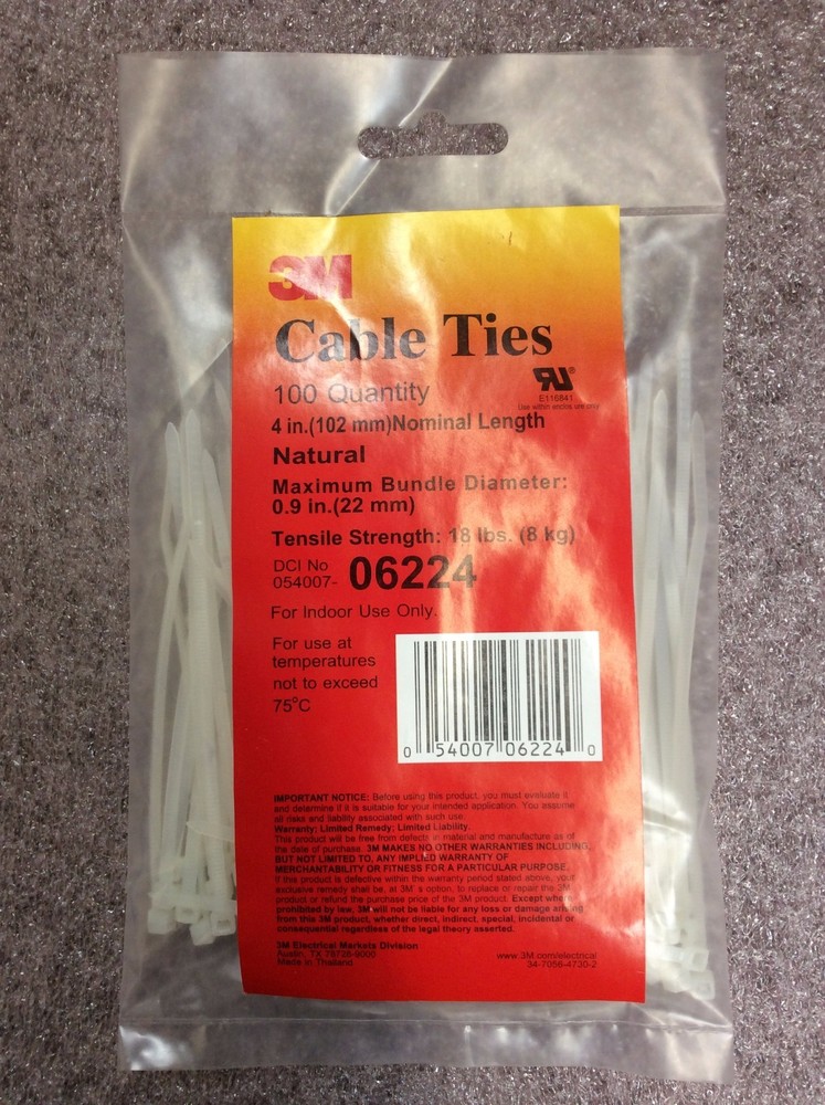 3M 06224 Cable Ties 4 in. (100 pack)