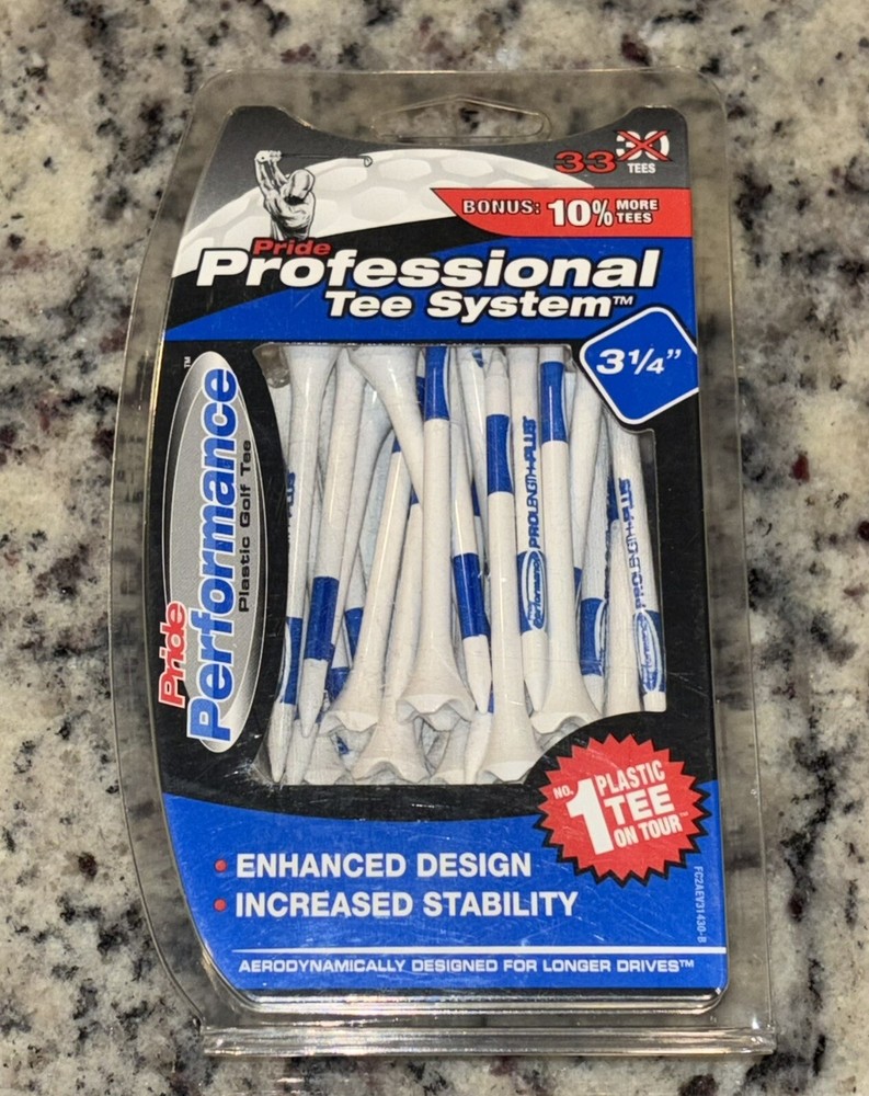 Pride Performance 30-Count Plastic Golf Tees, 3 ¼”  30+3 New Sealed