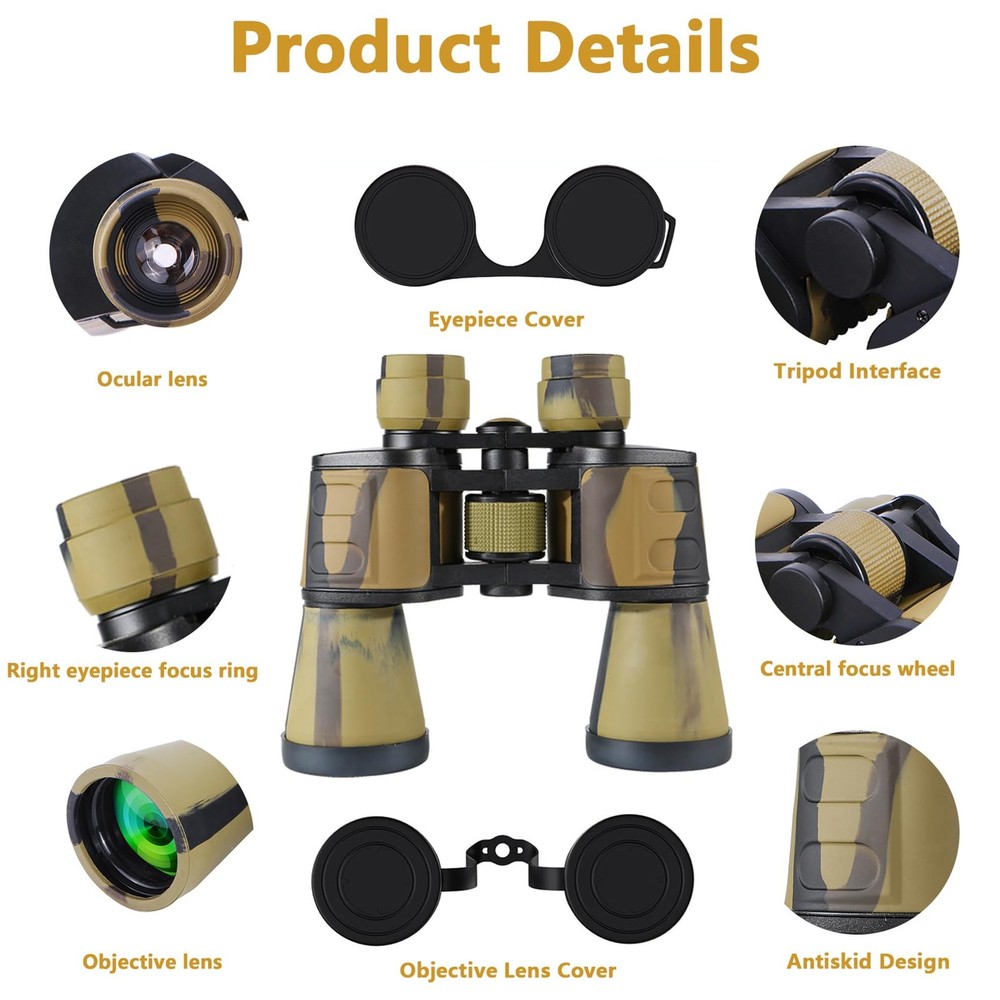 Binoculars 20x50 - Professional High Magnification HD Compact Binoculars for ...