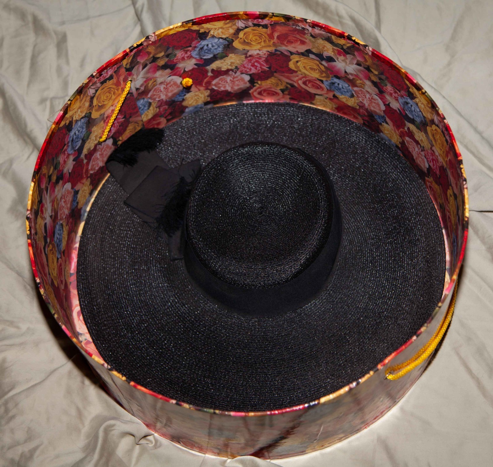 Vintage Clemar Original by Wesco Womens Straw Hat Black with Bow and Hat Box