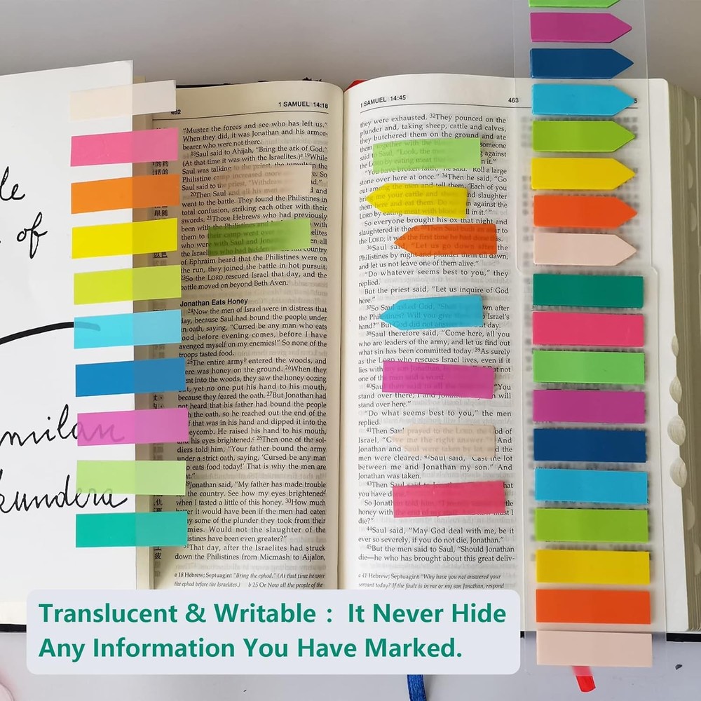 Stiy Book Tabs, Writable Translucent Book Markers Annotating Pa