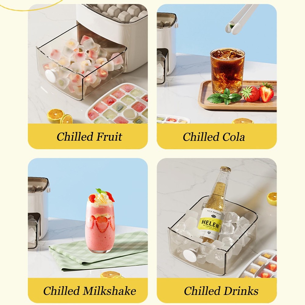 Ice Tray, Press Ice Trays Double Layer 48 Gride Ice Cube Mold Easy Release