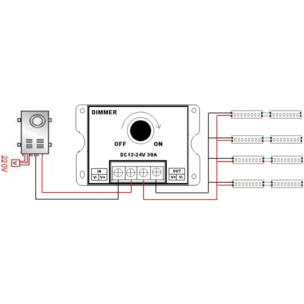 DC 12V-24V LED Dimmer Adjustable Brightness Switch For LED Light Strip