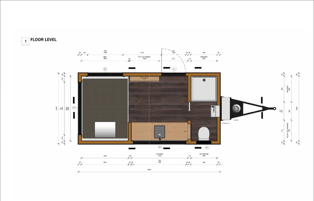 Tiny Home Plans on Wheels 115sqft - Mobile Living Design with 3D Visuals