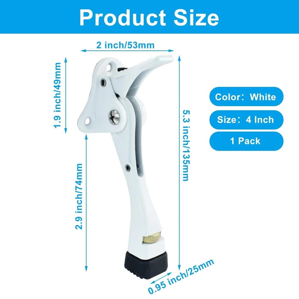 1 Pack Kick Down Door Stopper, White Heavy Duty Kickdown Door Stop for Bottom...