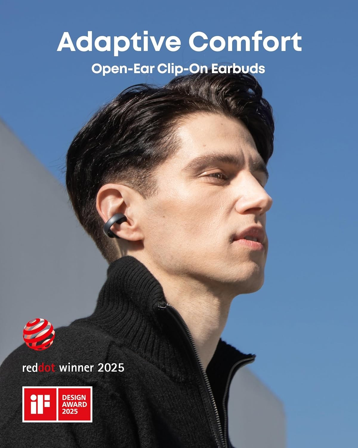 Soundcore AeroClip by Anker, Open-Ear Earbuds, Clip-On Headphones, Stable Fit
