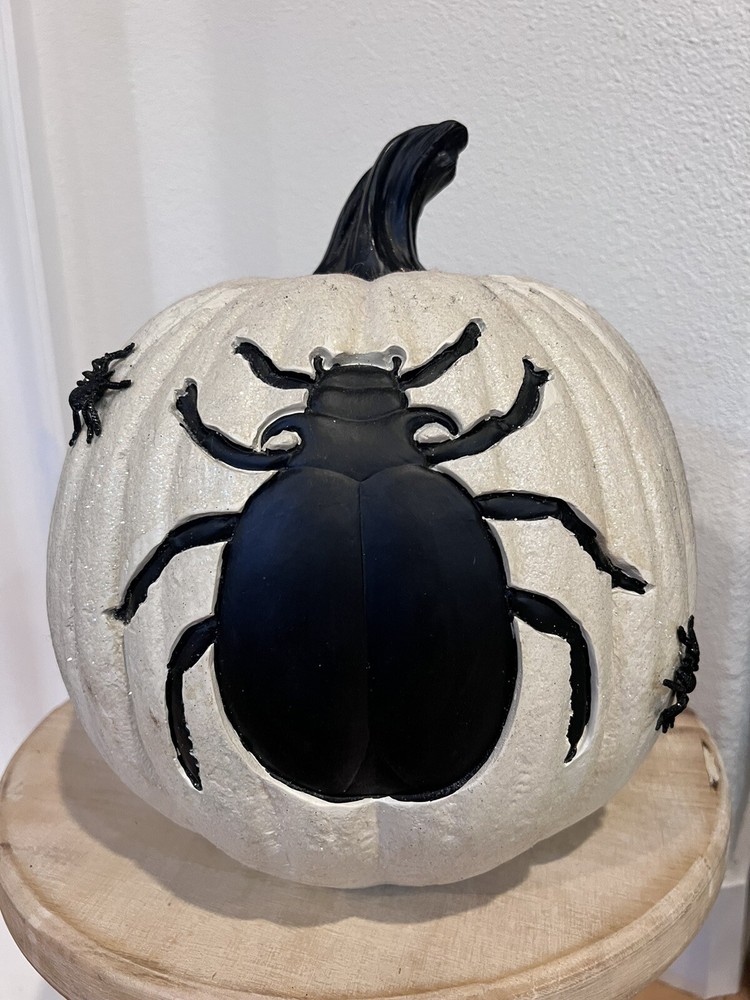 13” Spider Pumpkin - White Glitter