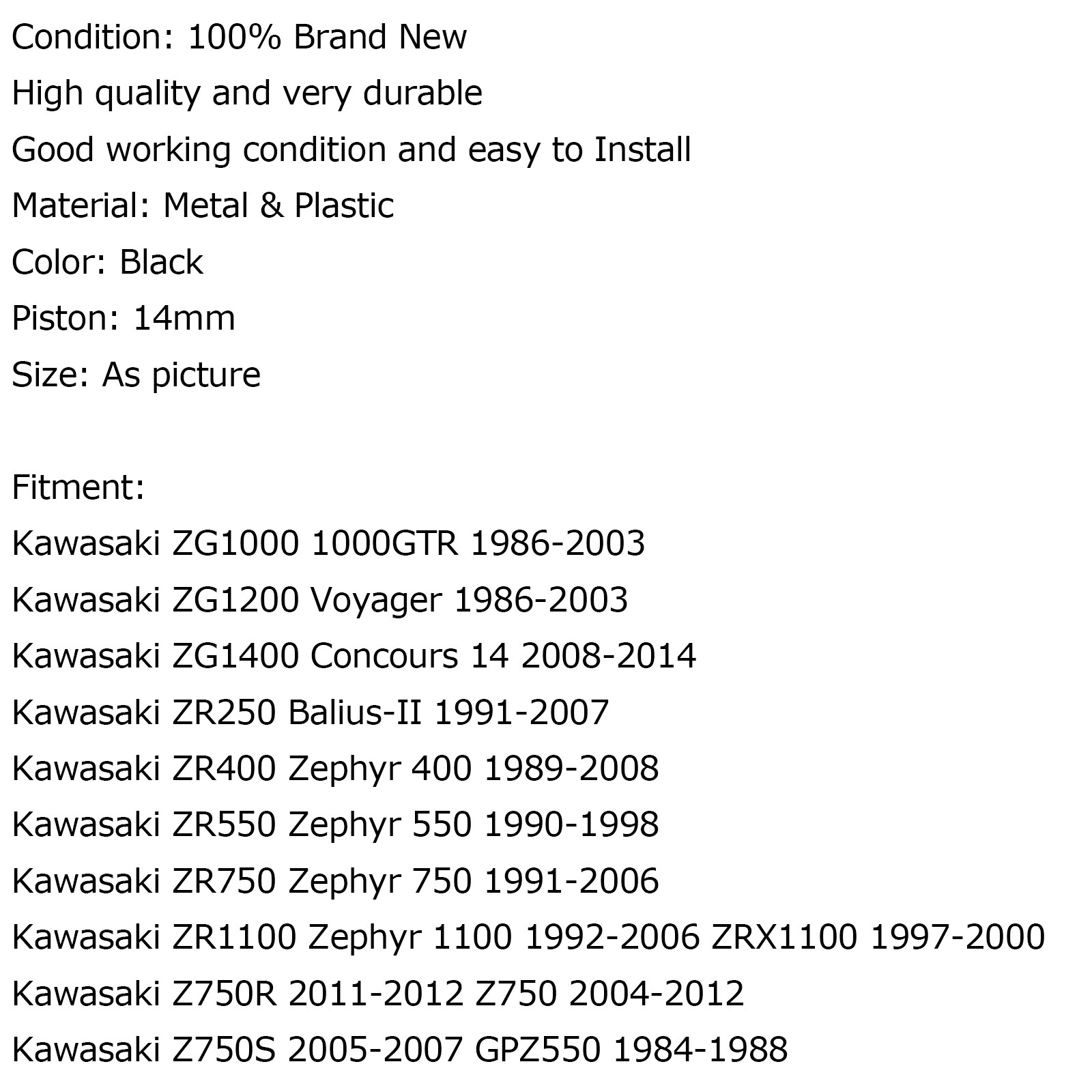 Rear Brake Master Cylinder Pump For Kawasaki Ninja ZX6 ZX7 ZX6R ZX6RR ZX7R USA