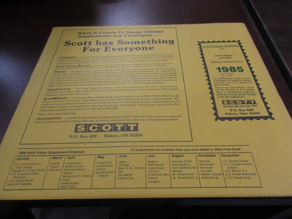 THE SCOTT SUPPLEMENT CZECHOSLOVAKIA #36 #307S085 ,1985 W/FREE SHIPPING!!