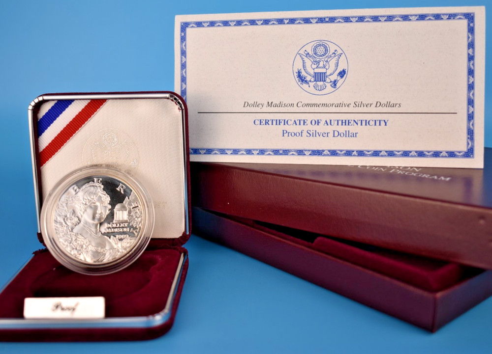 1999 Dolley Madison Silver Proof $1 Commem w/ Box & COA