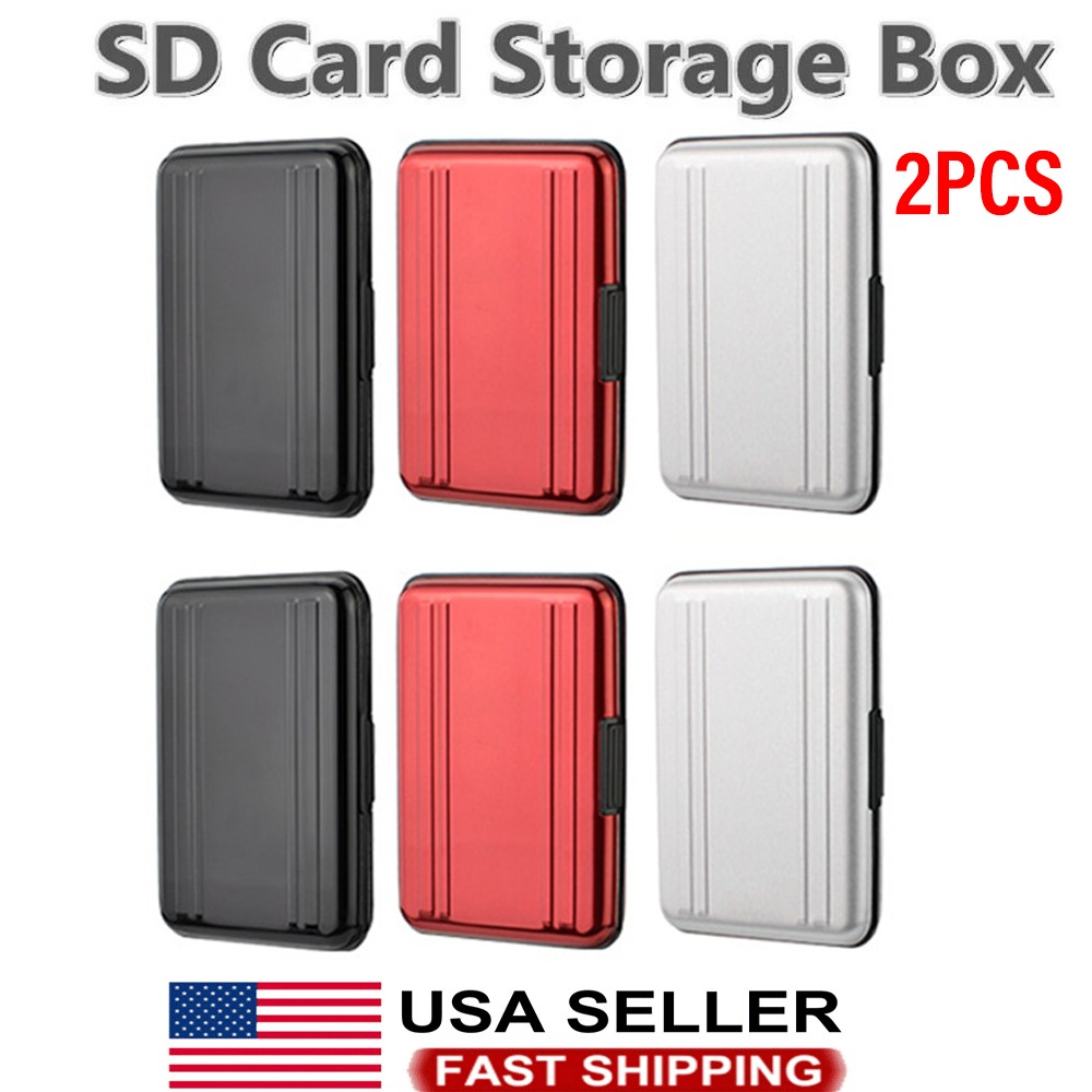 SDXC Storage Aluminum Case Micro SD Cards Holder Case Memory Card Protector 2PC