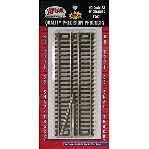 Atlas HO Scale Code 83 6" Straight 4-Pack Model Train Track