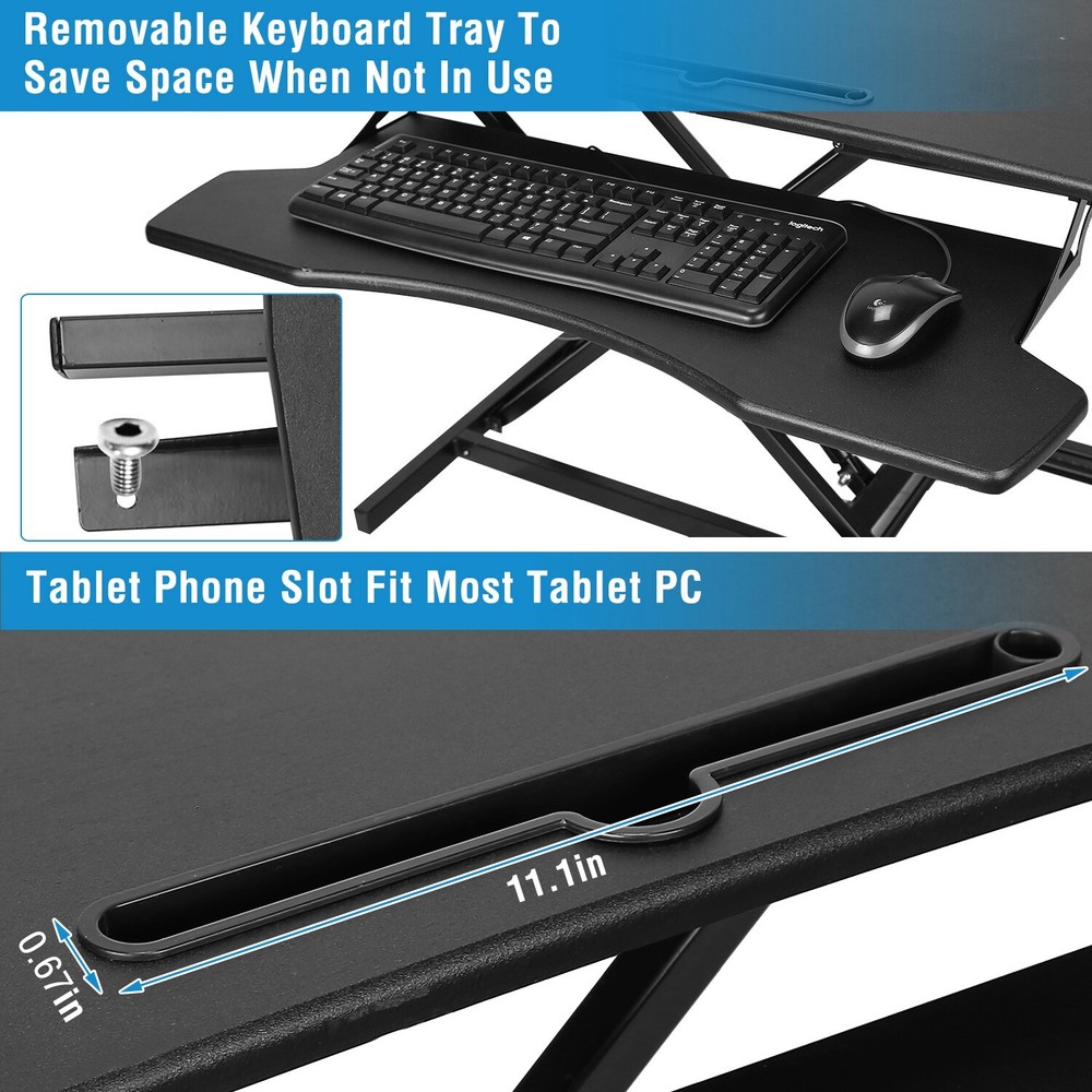 Adjustable Home Office Sofa Bed Tray Desk Converter Computer Stand Up Desk Riser