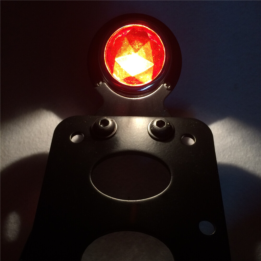 Black Round Side Mount Tail Light License Plate Bracket Chopper Bobber Harley