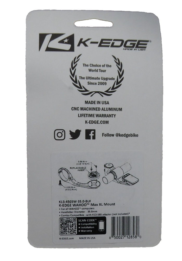 K-Edge Wahoo Max XL Mount, 35.0mm, Black Anodized