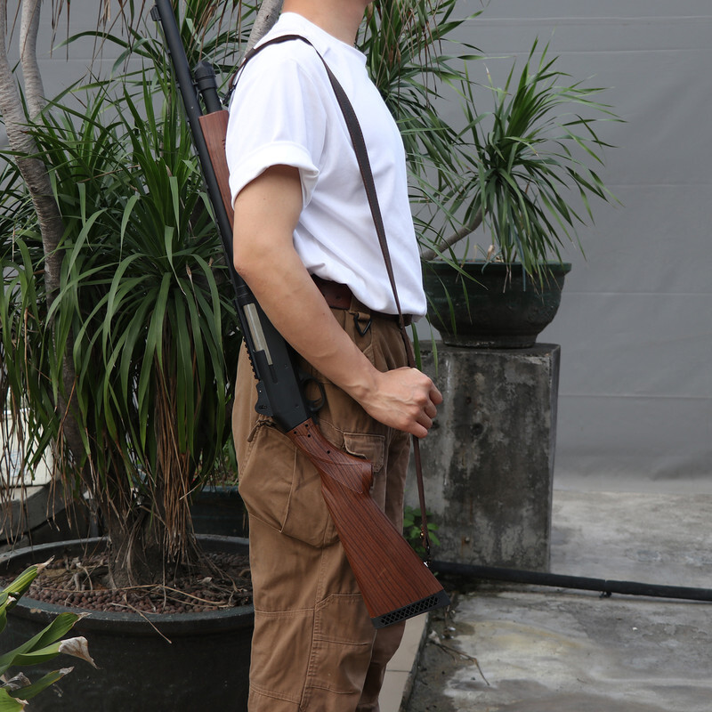 Tourbon Buffalo Leather Rifle Gun Sling_Crazy Horse Adjustable Handmade_1" Wide