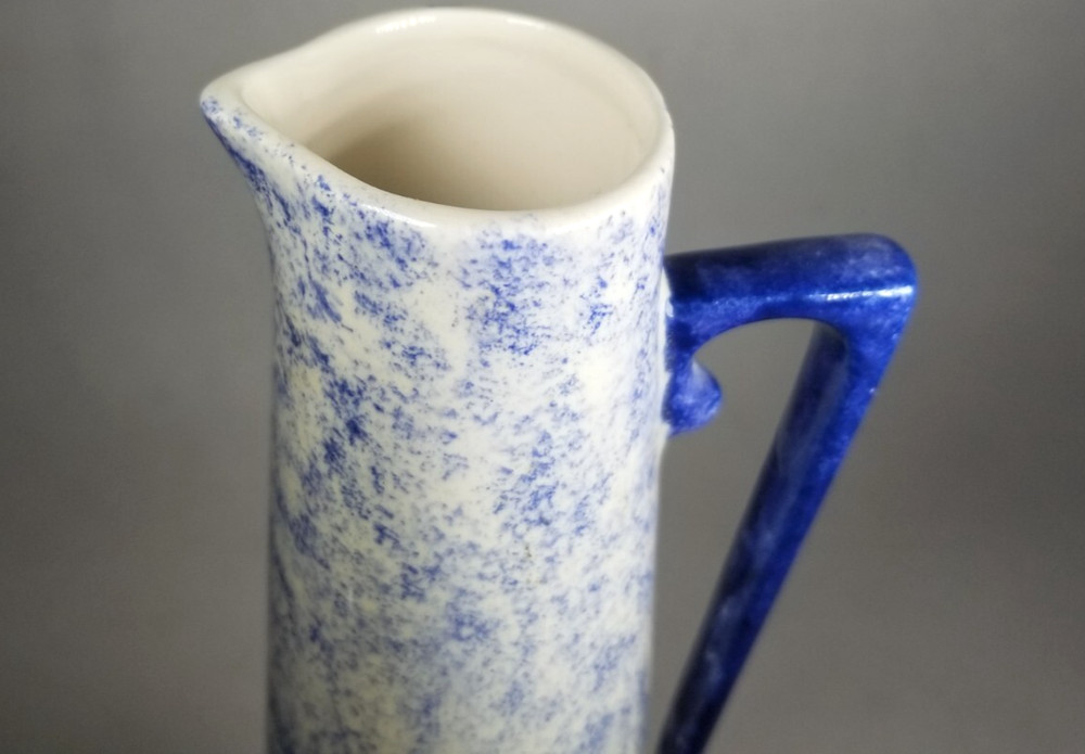 Blue & White Spongeware Stoneware Pitcher