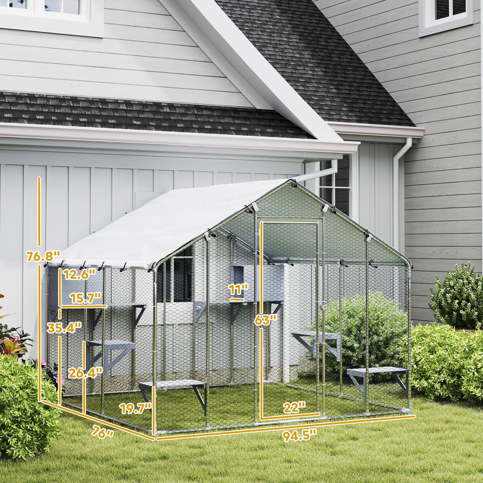 PawHut 94.5" Extra Large Catio Outdoor Cat Enclosure Waterproof Cover UV Protect
