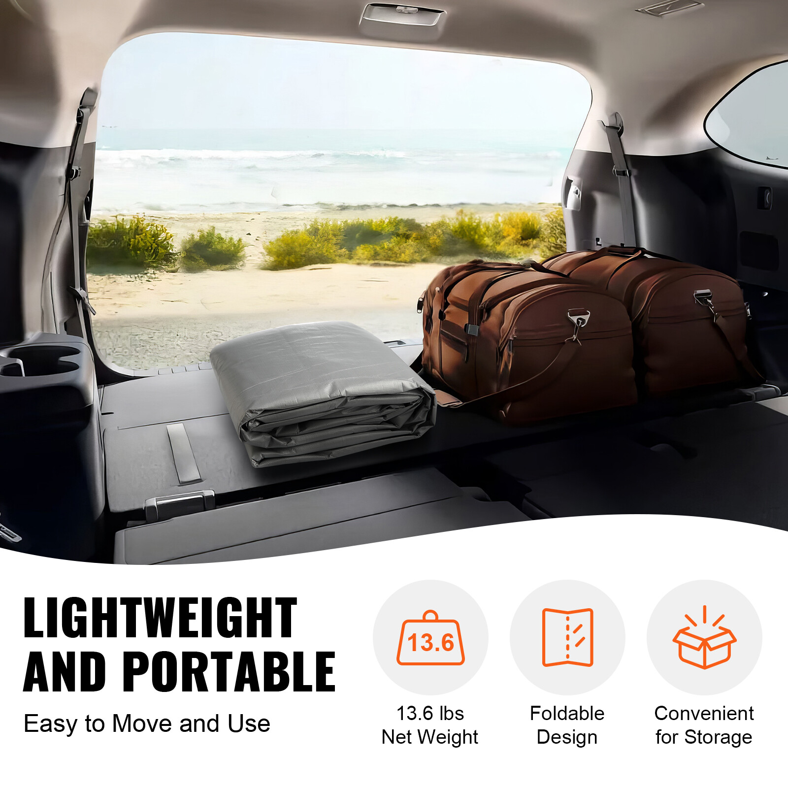 VEVOR Carport Replacement Canopy Car Shelter Tent Cover 10 x 20 ft Grey