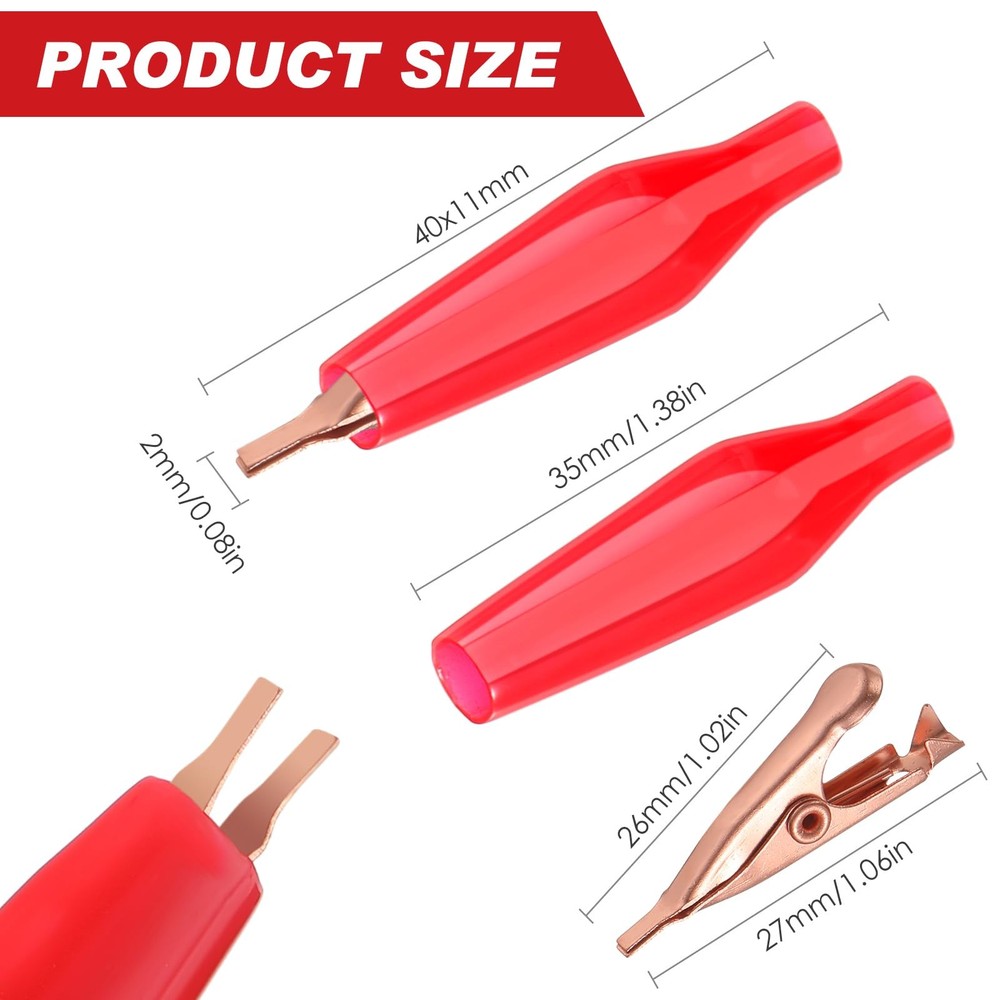 20 Pack Micro Toothless Alligator Test Clips Small Solid Copper Alligator
