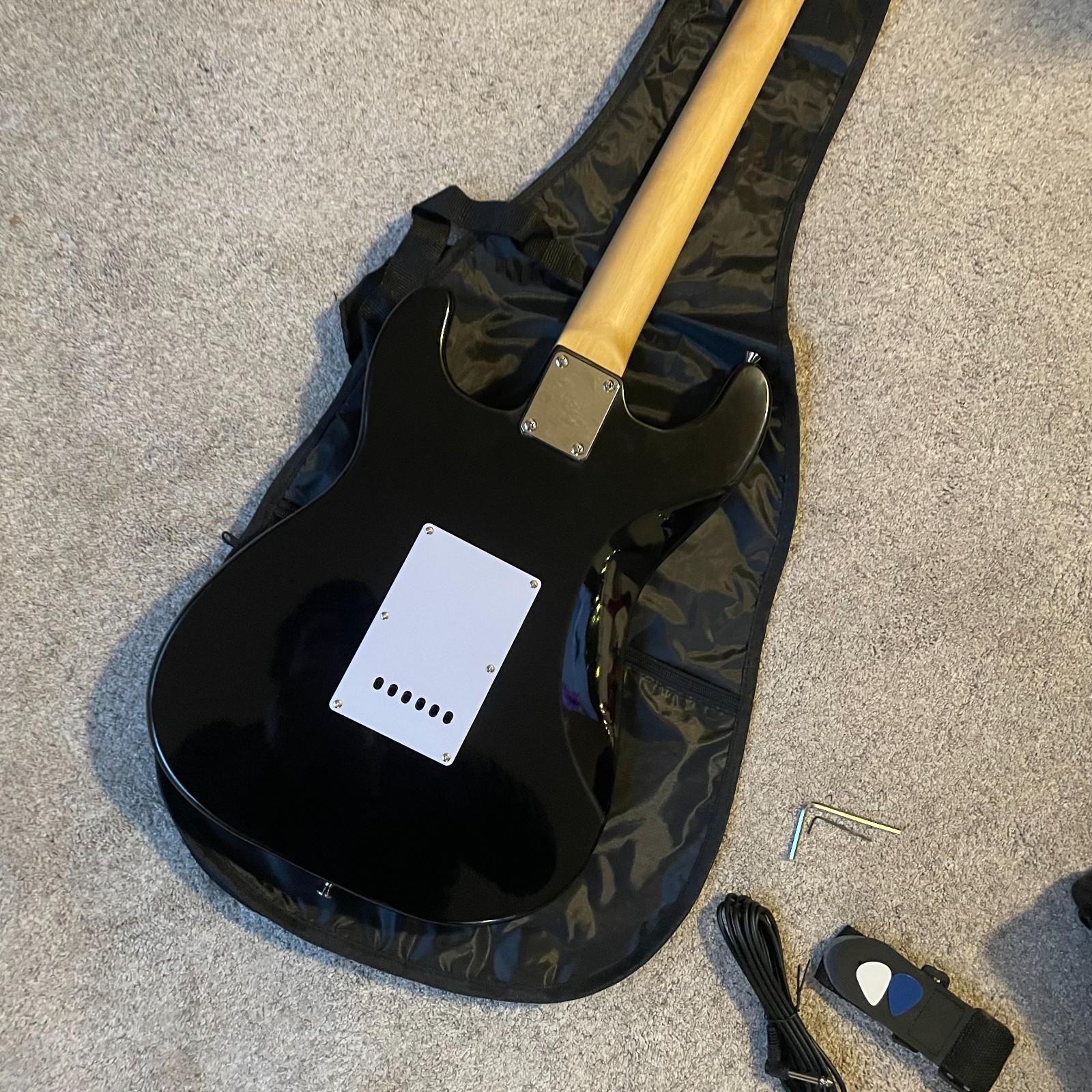 Full-Size Black Electric Guitar Starter Package with 20-Watt Amp, HSS Pickups