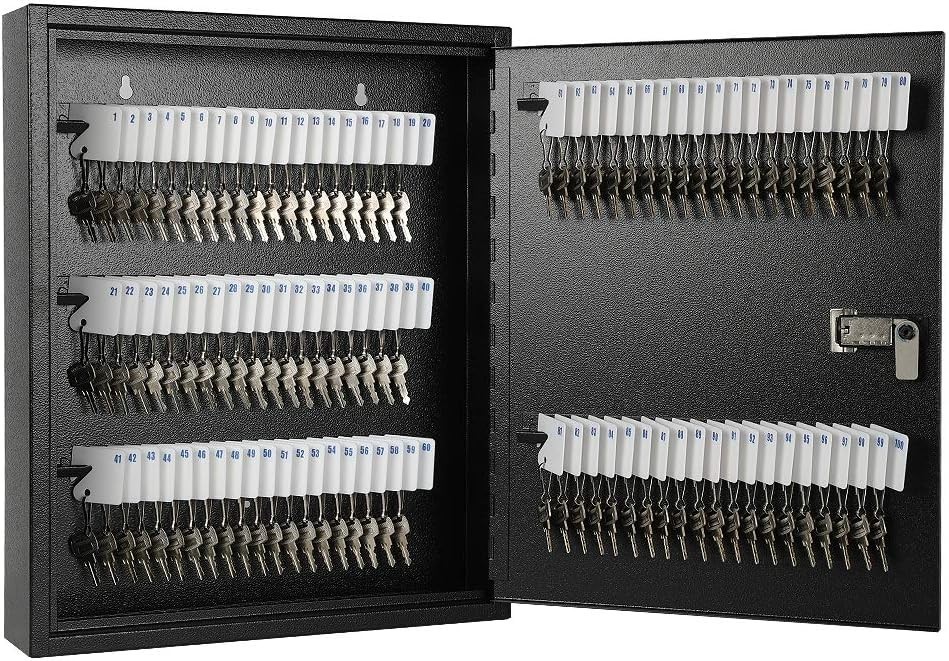 100-Key Wall Mount Lock Box Combination Key Cabinet Organizer Black