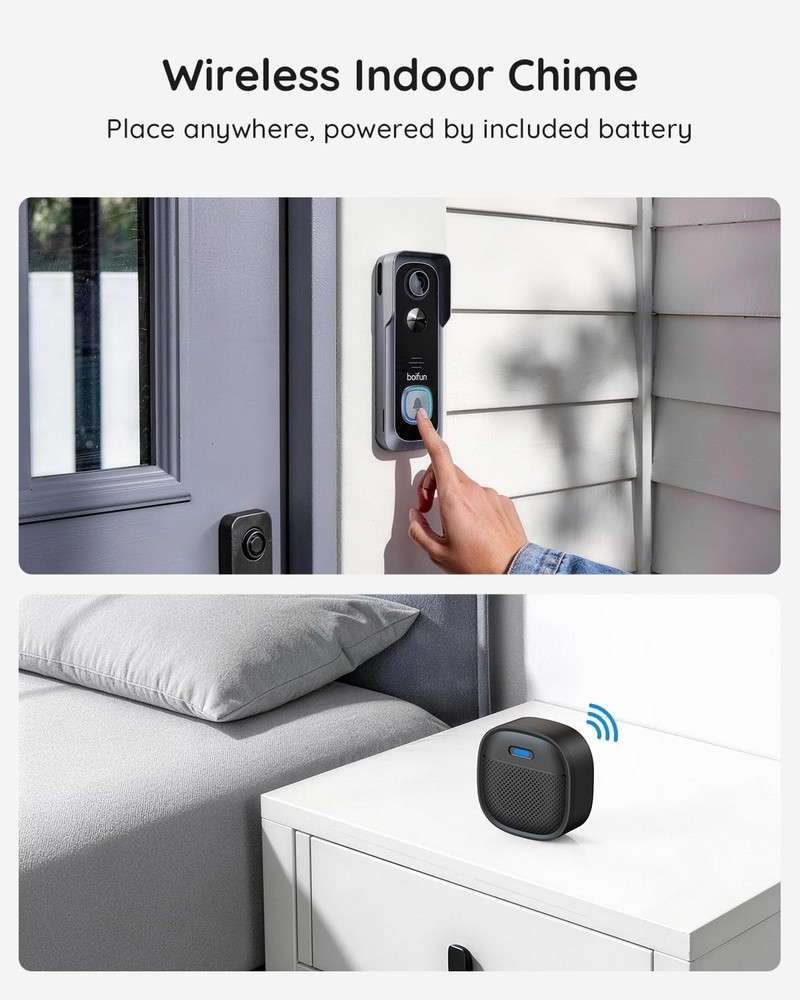 Motion Sensor Wireless Doorbell Camera - 166° Wide View, HDR
