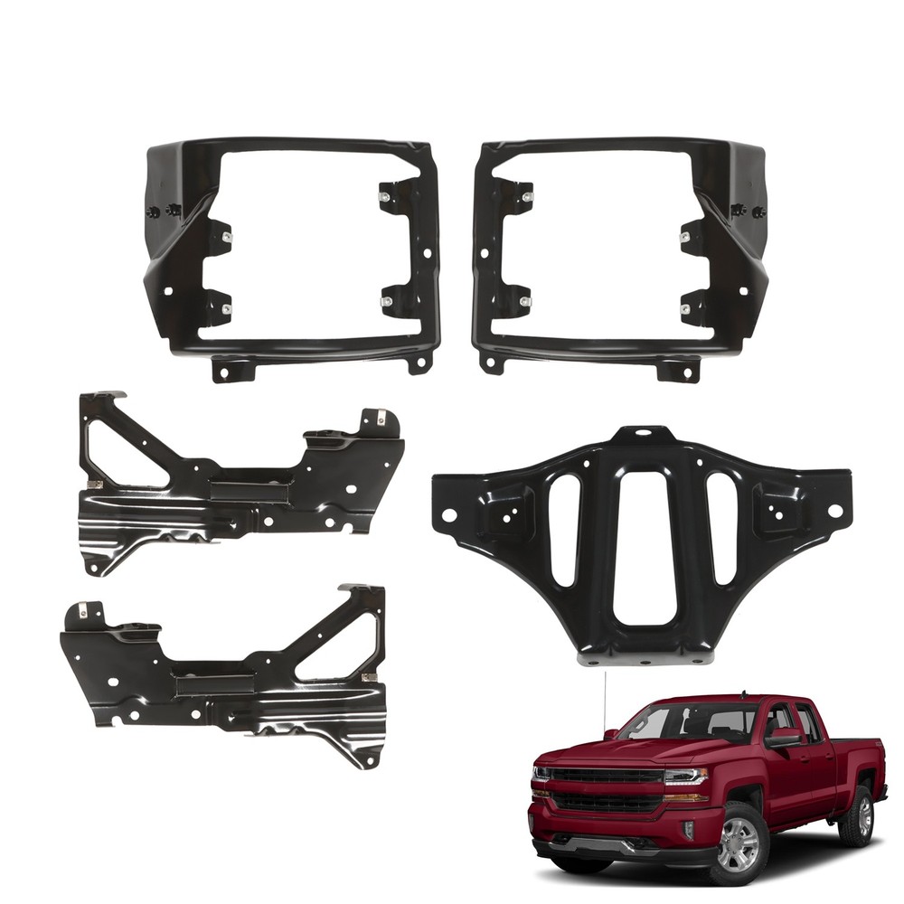 Front Bumper Support Mount Bracket Set For 2016-2018 Chevrolet Silverado 1500