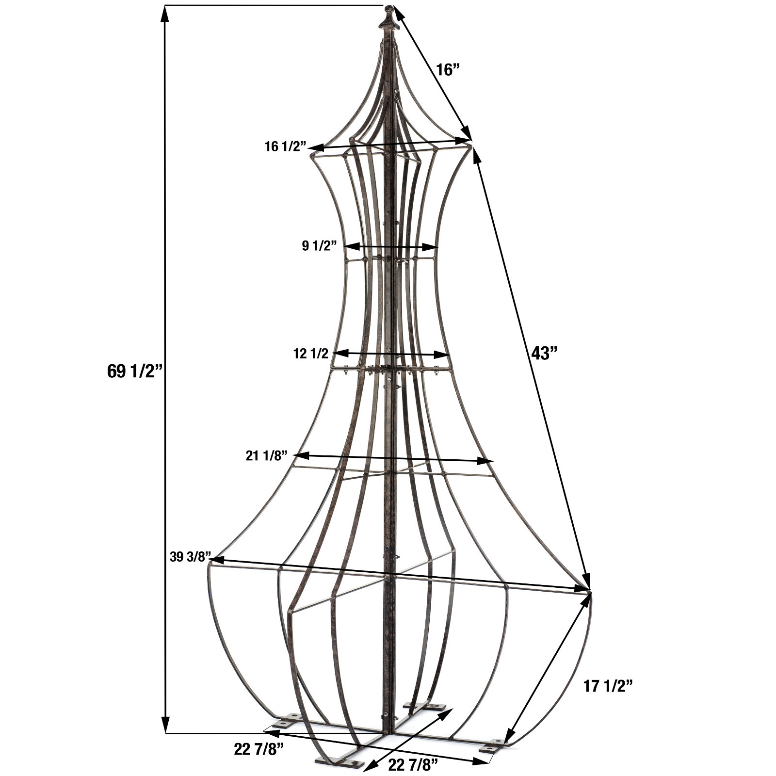 H Potter GAR460 Genie Trellis Wrought Iron Patio Garden Yard Art, Backyard Decor
