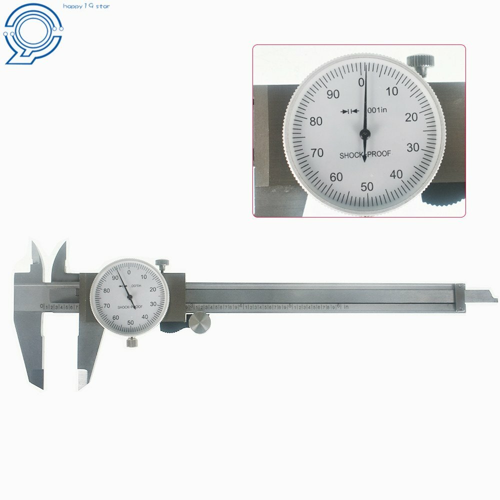 6 Inch Dial Caliper Stainless Steel Shockproof Gauge 0.001" Of One Inch.