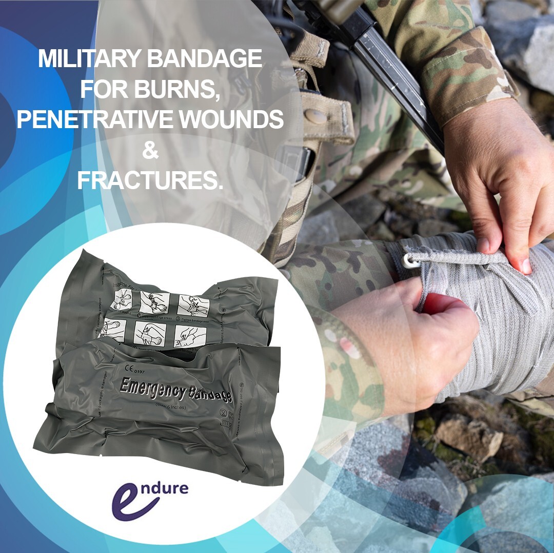 Endure Military First Aid Bandage, 5 Pack Israeli Style Battle Wound Dressing