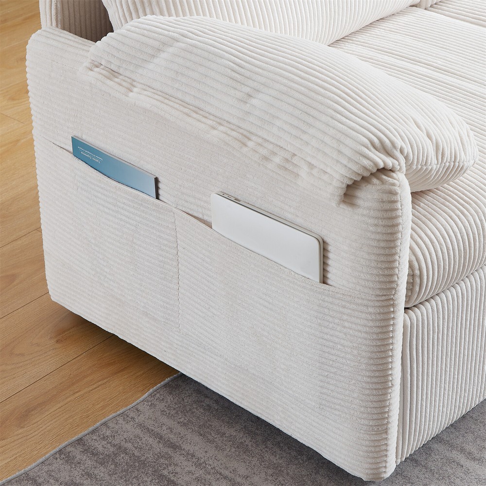 Convertible Sleeper Sofa Bed Loveseat Sofa with Pull-Out Bed & 2 Pillows