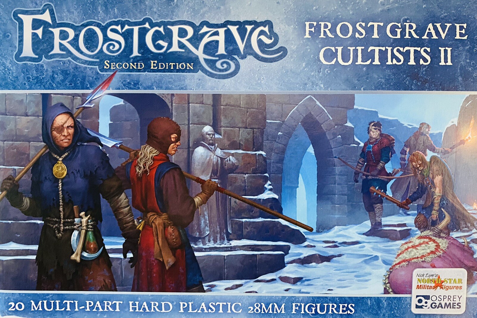 Frostgrave Cultists II 28mm New • One Sprue • 5 Miniatures • Osprey Northstar