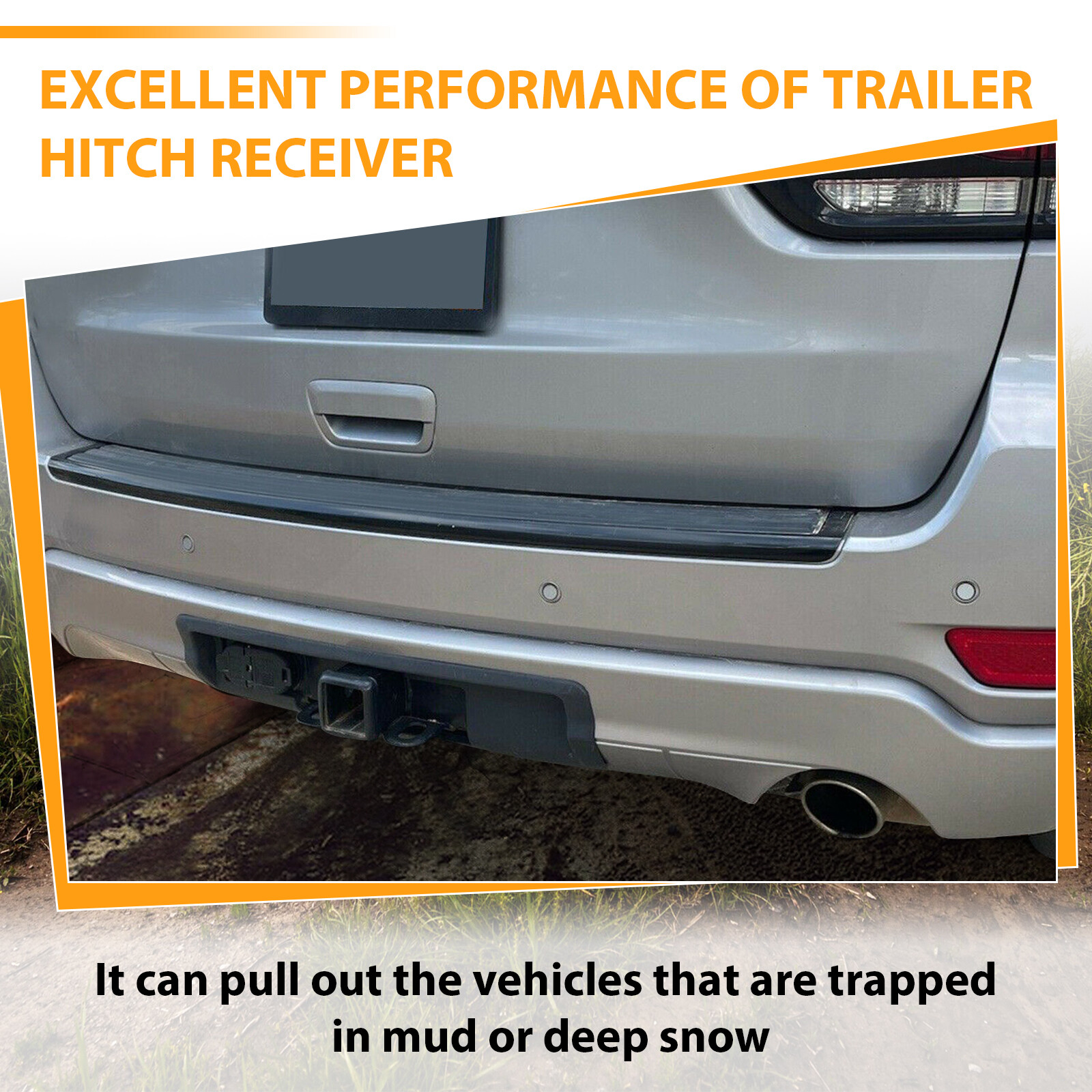 For 2011-2022 Jeep Grand Cherokee Steel Rear Trailer Hitch Receiver Hitch Bezel