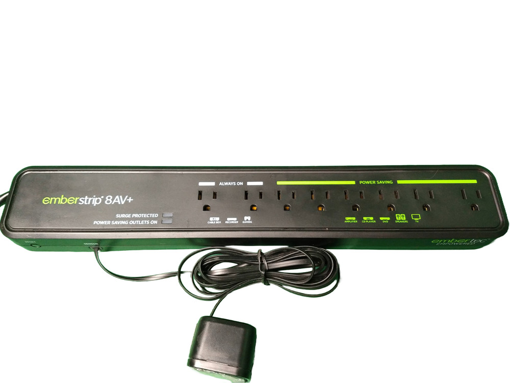 Power Strip Outlet Surge Protector Embertec Emberstrip® 8AV+ w/ Classic Sensor
