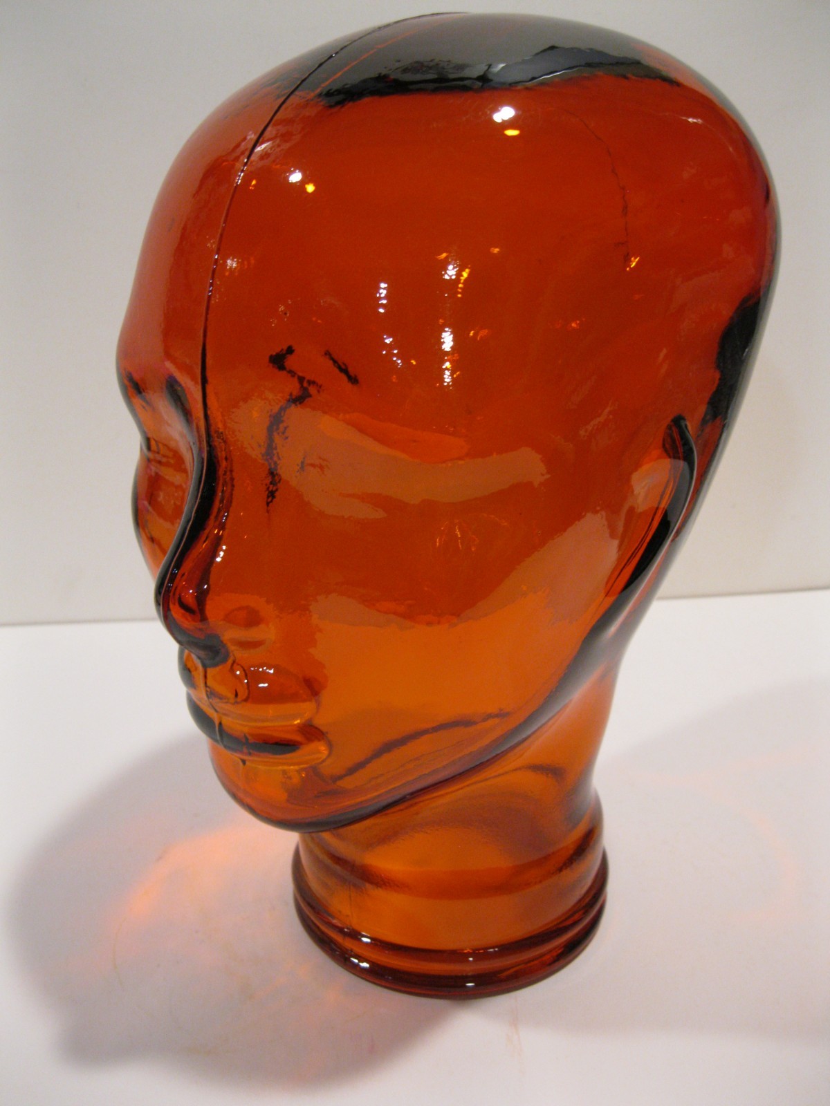 Glass Head ORANGE, Life Size Mannequin Head for Decor, Display Hats Wigs, etc