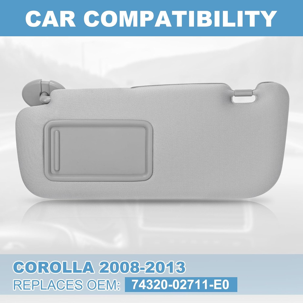 Driver Left Side Sun Visor Compatible with Corolla 2008 2009 2010 2011 2012 2013