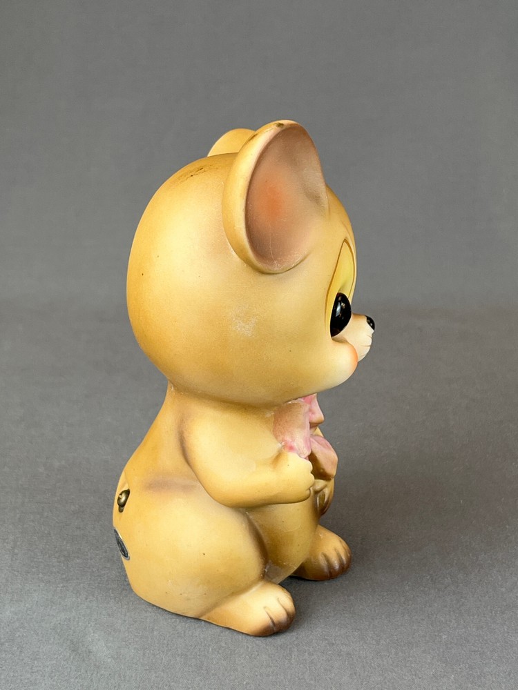 Vintage Josef Original MOUSE WITH PINK BOW 6" Ceramic Night Light ~ Working
