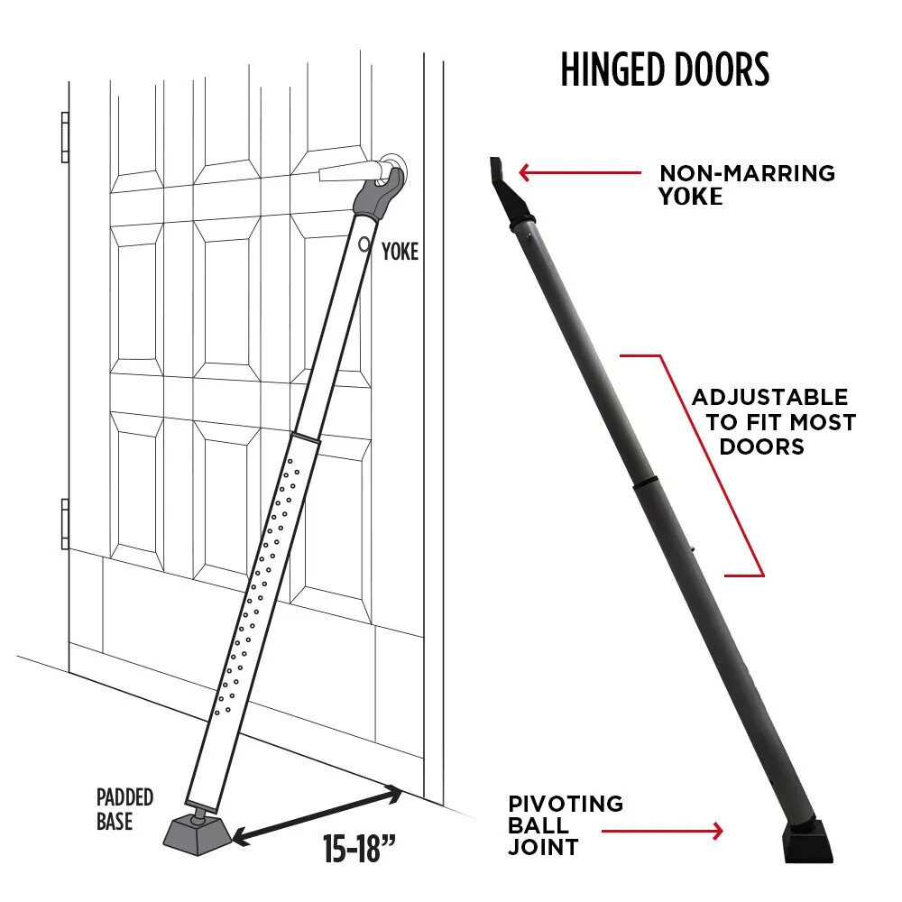 Door Security Bar | Front and Patio Door Jammer 2 Pack