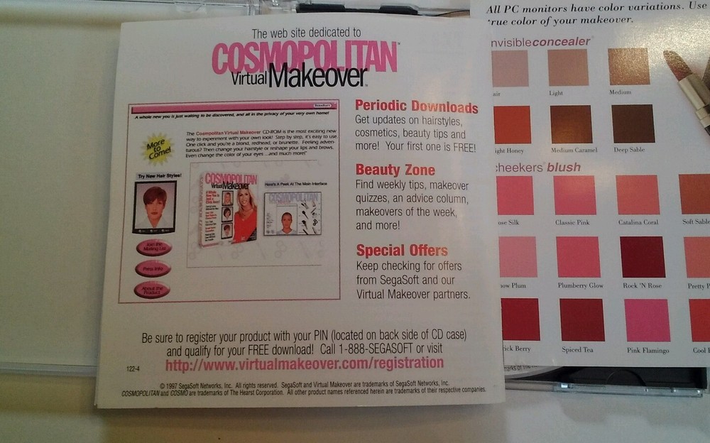 The Learning Company Cosmopolitan Virtual Makeover (Win/Mac PC, 1997 SegaSoft)