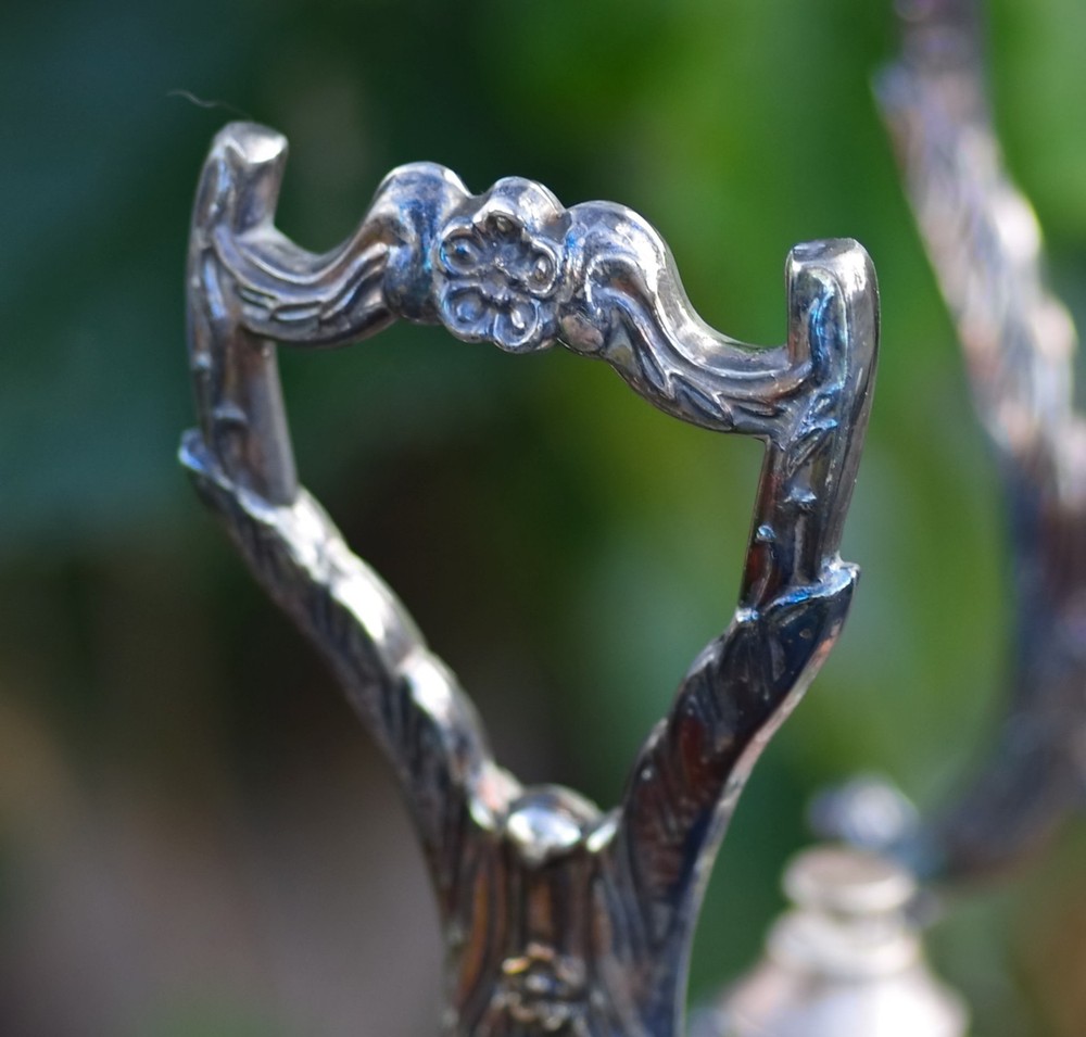 Antique Stand & Burner for Tilting Teapot Silverplate Made in USA Art Nouveau