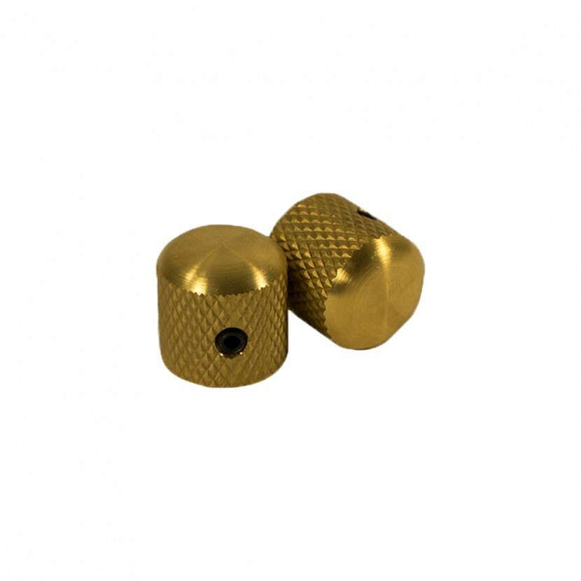 2 x Solid Unplated Raw BRASS Guitar Knobs / Dome / Set Screw / Fender / CTS Pots