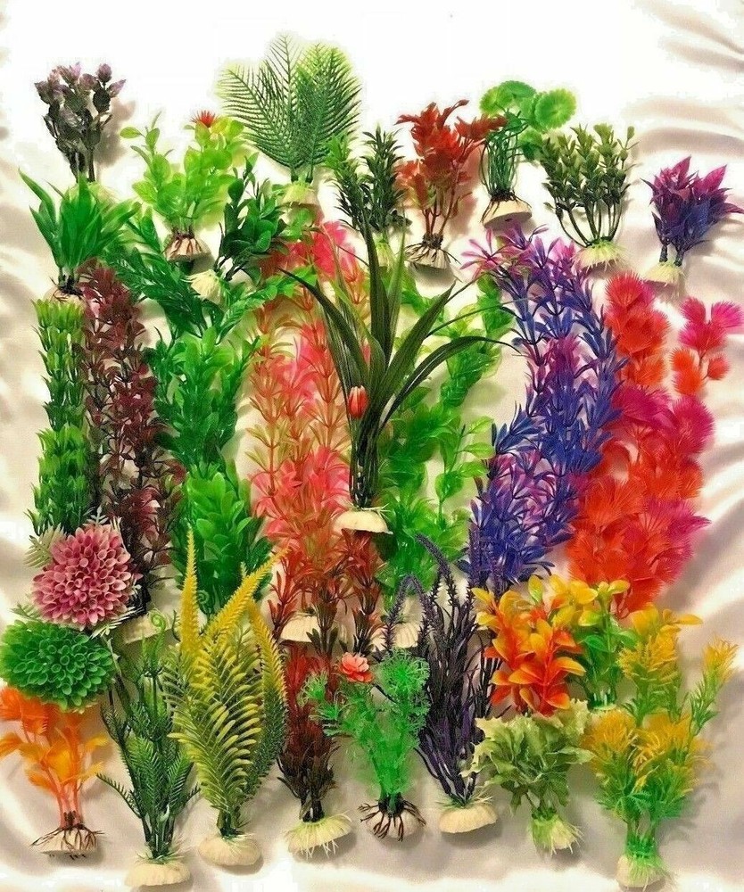 24 Pack Aquarium Artificial Plants - Various Sizes