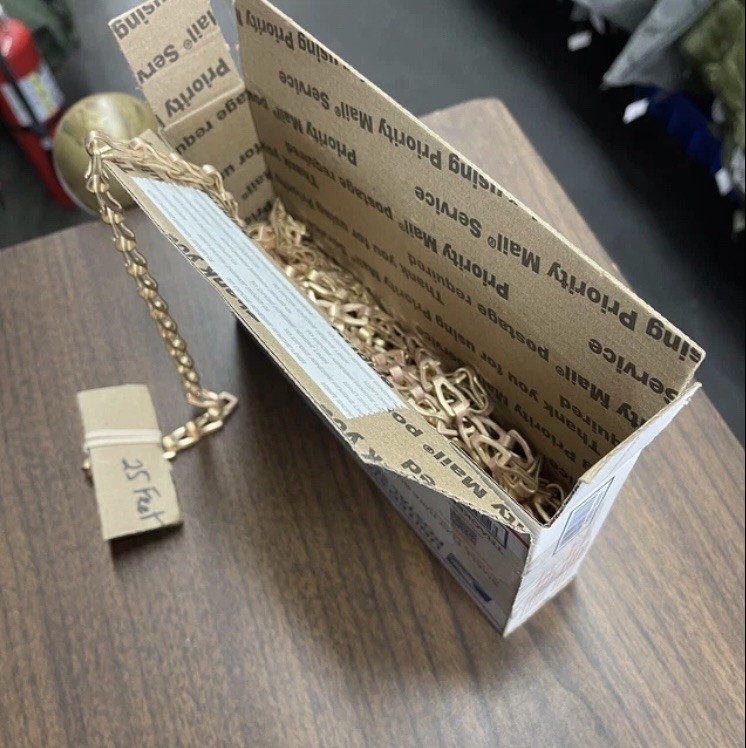 Solid Bronze Sash Chain 25’ Feet #40 Bright 089-4077 (2lbs. 5oz)