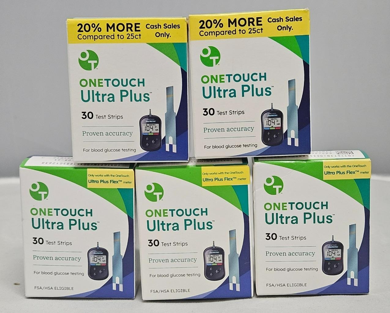 One Touch Ultra Plus Test Strips 150ct (5x30) Free Shipping Exp 02/2026+