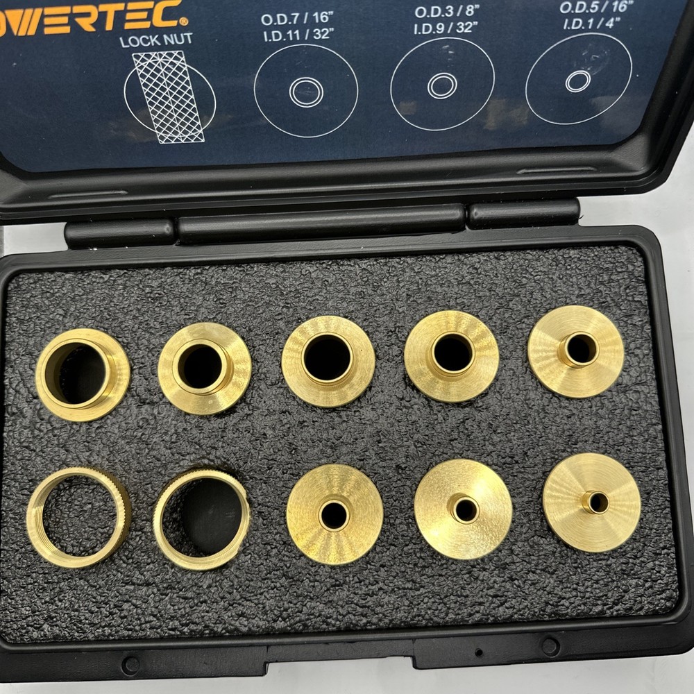 Powertec Brass Router Bushing Set 10 Pieces